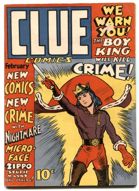 Clue #2 - 1943 - Hillman - VG+ - Comic Book (1943), raw comic book in VG+ condition — front cover