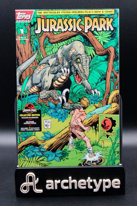Jurassic Park #1 (Topps Comics, 1993), raw comic book in NM condition — front cover