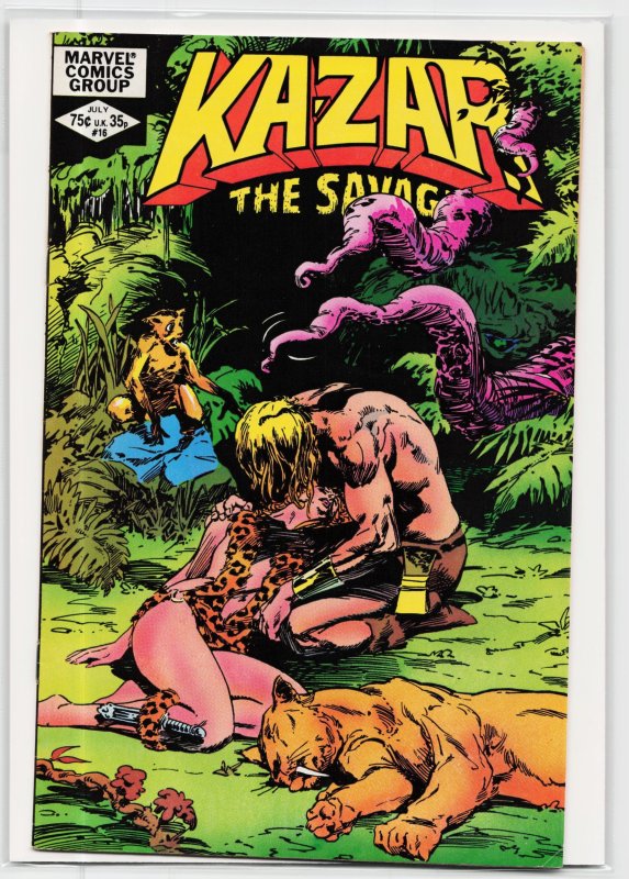 Ka-Zar the Savage #16 (Marvel Comics, 1982), raw, ungraded comic book — front cover