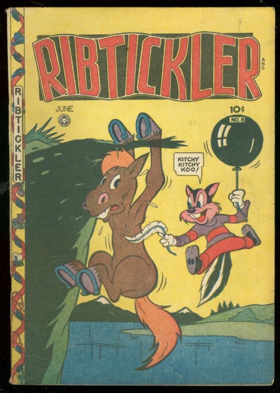 Ribtickler Comics #8 (1947), raw comic book in VF condition — front cover