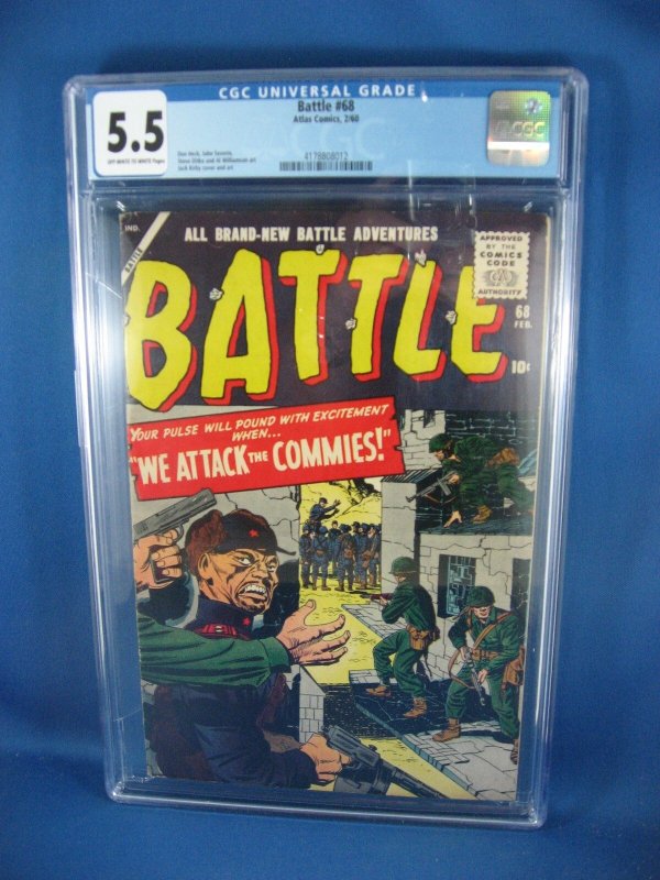 Battle #68 (Marvel Comics, 1960), CGC 5.5 graded comic book, Universal Blue label — front cover in its holder