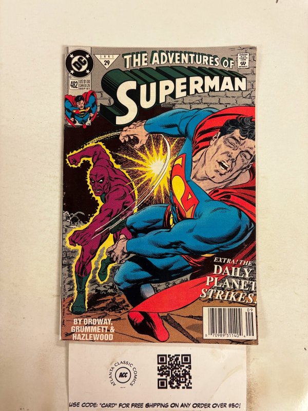 The Adventures of Superman #482 (DC Comics), raw comic book in NM condition — front cover