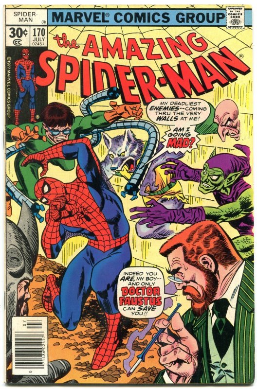 Amazing Spider-Man #170 (Marvel Comics, 1977), raw comic book in FN condition — front cover
