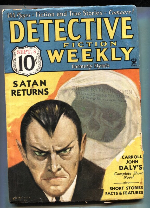 Detective Fiction Weekly 9/18/1934-Red Star-SATAN RETURNS-Rare Crime Pulp Mag..., raw, ungraded comic book — front cover