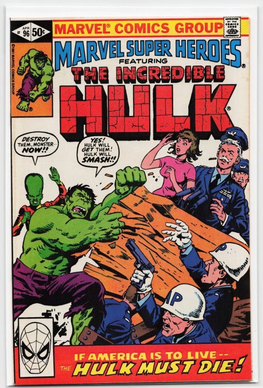 Marvel Super-Heroes #96 (Marvel Comics, 1981), raw, ungraded comic book — front cover