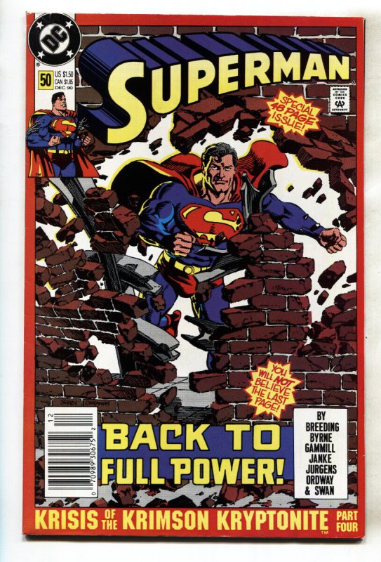 Superman #50 (DC Comics, 1990), raw comic book in VF condition — front cover