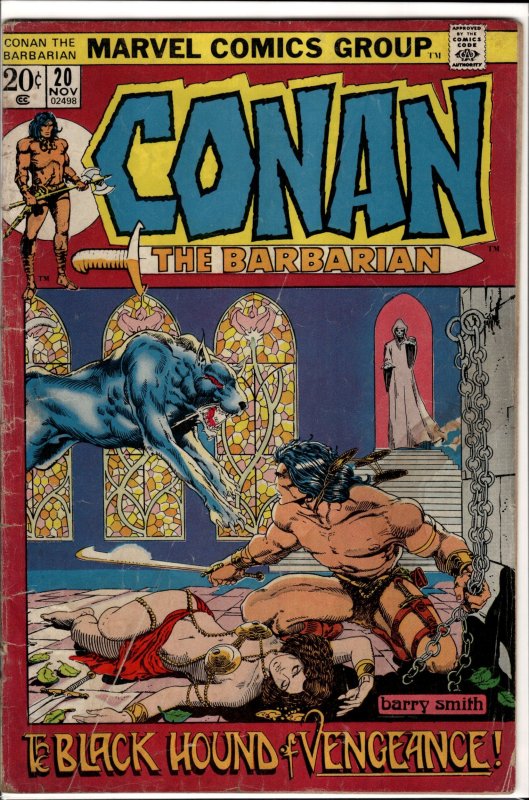 Conan the Barbarian #20 (Marvel Comics, 1972), raw, ungraded comic book — front cover