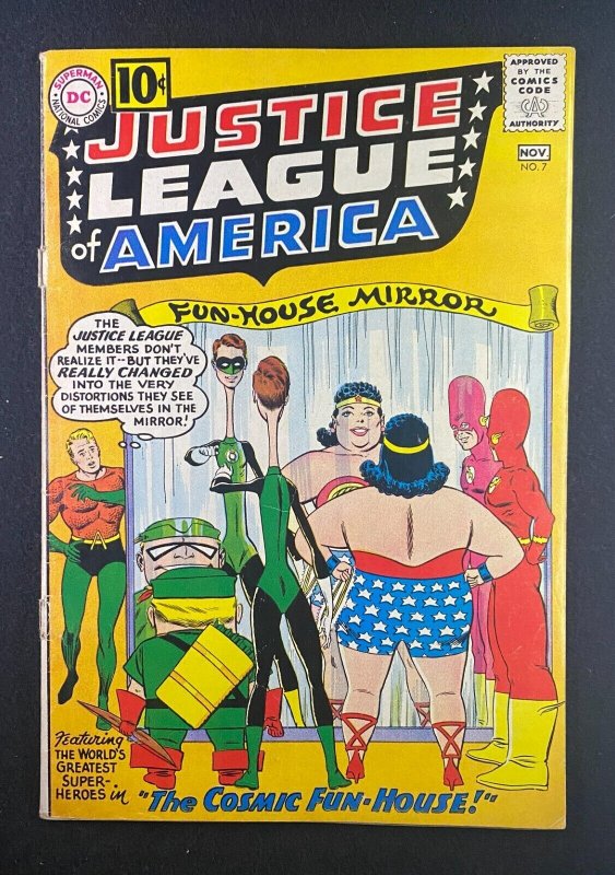 Justice League of America #7 (DC Comics, 1960), raw comic book in FN- 5.5 condition — front cover