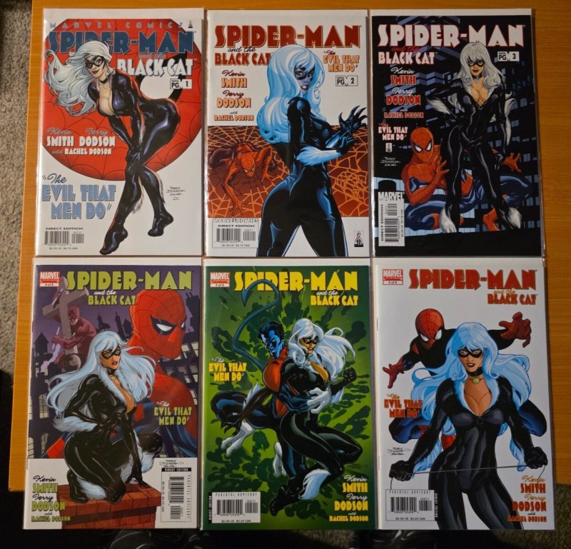 Spider-Man and the Black Cat: The Evil That Men Do 1-6 Complete Set Run! ~ NM ~ (Marvel Comics, 2002), raw comic book in NM condition — front cover