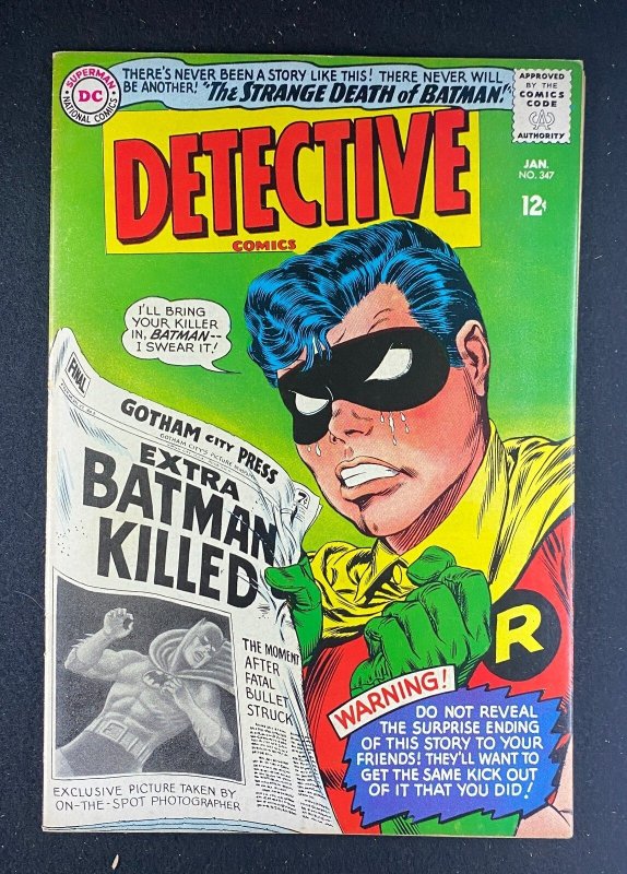 Detective Comics #347 (DC Comics, 1937), raw comic book in FN/VF 7.0 condition — front cover