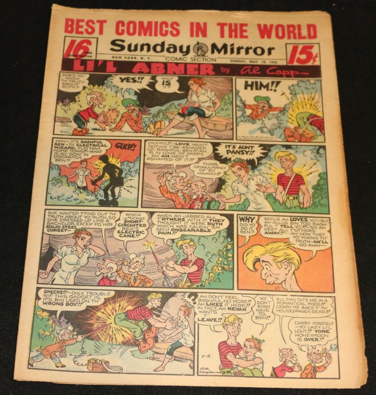 1952 Sunday Mirror Weekly Comic Section May 18th (FN) Superman Lucy Desi Smoking (1952), raw comic book in FN condition — front cover