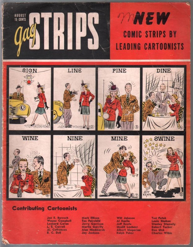 Gag Strips #1 (1942), raw comic book in VG condition — front cover