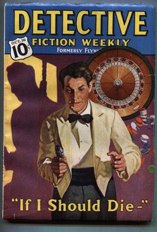 Detective Fiction Weekly 10/16/1937-Roulette Wheel Cover by Rudolph Belarski ..., raw, ungraded comic book — front cover