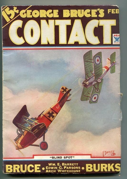 George Bruce's Contact 02/1934-WWI Aviation-Bi-Plane-Frank Tinsley COVER-vf, raw, ungraded comic book — front cover