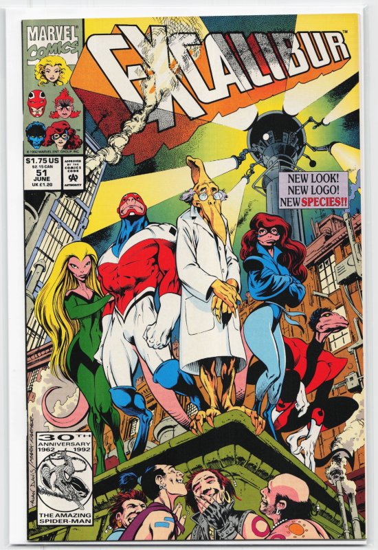 Excalibur #51 (Marvel Comics, 1992), raw, ungraded comic book — front cover