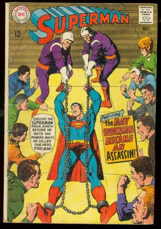 Superman #206 (DC Comics), raw, ungraded comic book — front cover