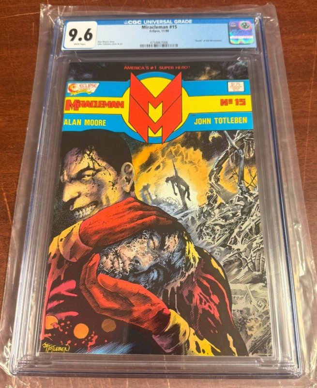 Miracleman #15 (1988), CGC 9.6 graded comic book, Universal Blue label — front cover in its holder