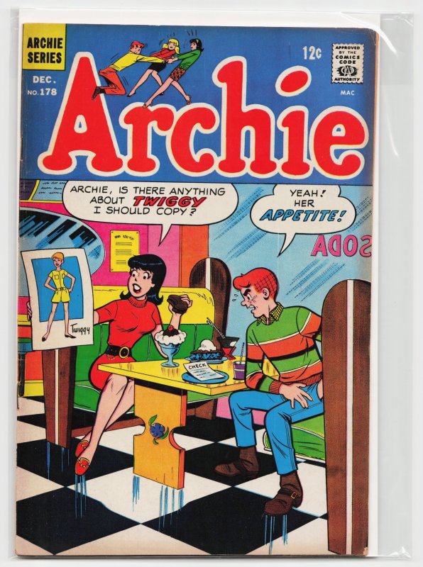 Archie #178 (Archie Comics, 1967), raw, ungraded comic book — front cover