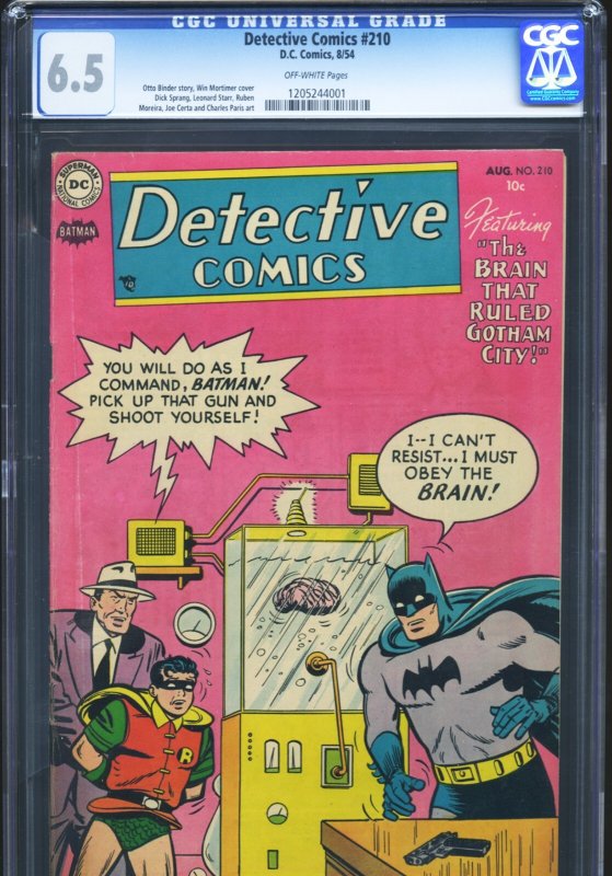 Detective Comics #210 (DC Comics), CGC 6.5 graded comic book, Universal Blue label — front cover in its holder