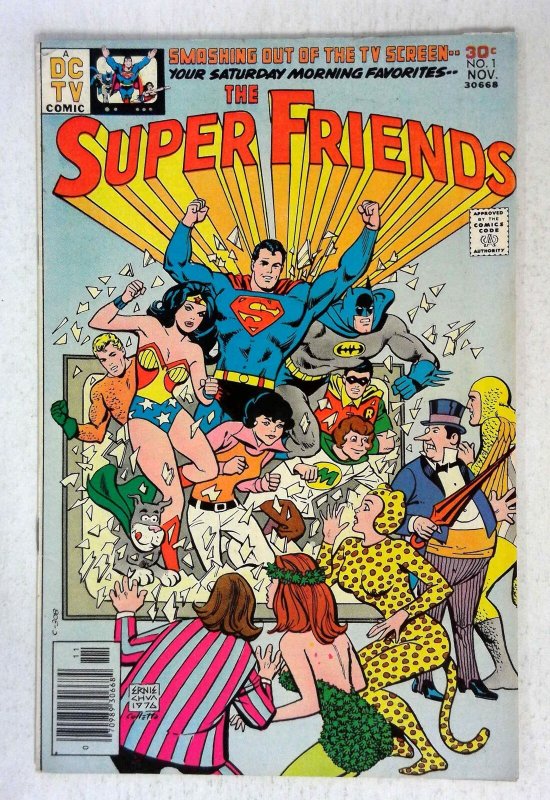 Super Friends #1 (DC Comics, 1976), raw comic book in VF condition — front cover