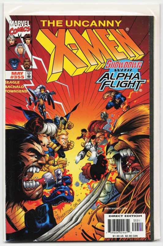 The Uncanny X-Men #355 (Marvel Comics, 1998), raw, ungraded comic book — front cover