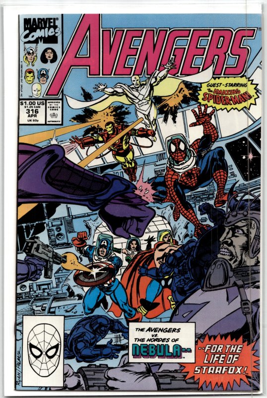 The Avengers #316 (Marvel Comics, 1990), raw, ungraded comic book — front cover
