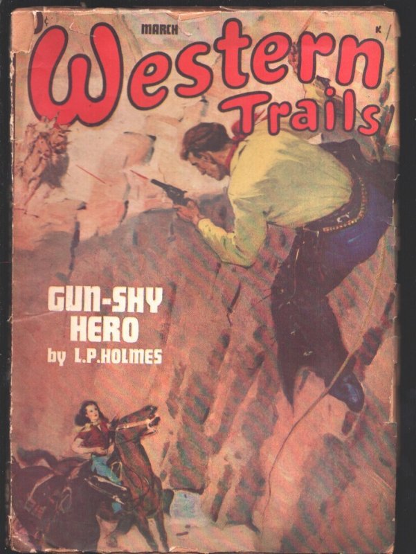 Western Trails 12/1947-Ace-"Gun-Shy Hero by LP Holmes-A. Leslie Ross Cover-G+, raw, ungraded comic book — front cover