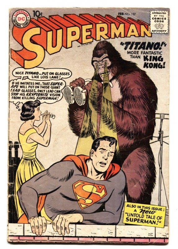 Superman #127 (DC Comics, 1959), raw, ungraded comic book — front cover