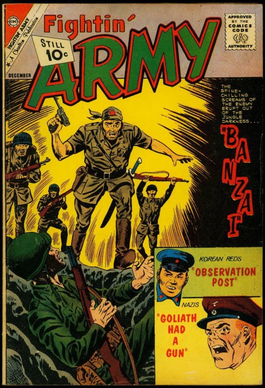 Fightin' Army #44 (Charlton Comics, 1961), raw comic book in VG condition — front cover