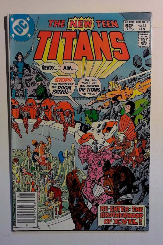 The New Teen Titans #15 (DC Comics, 1982), raw comic book in NM- 9.2 condition — front cover