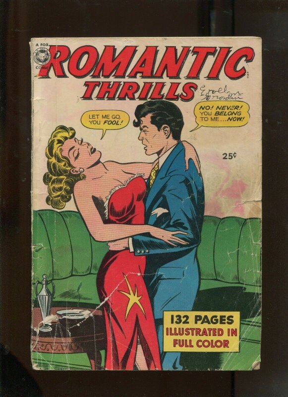 Fox Giant Romantic Thrills (3.0) Matt Baker Art! Key, raw comic book in 3.0 condition — front cover