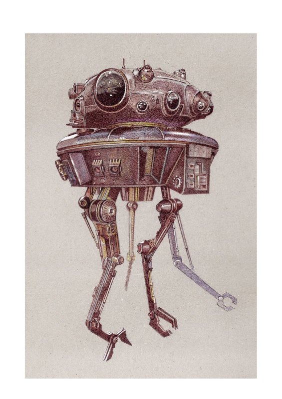 Probe Droid, High Quality A4 Lithograph. Signed: Miguel Alfaro, raw, ungraded comic book — front cover