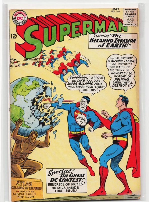 Superman #169 (DC Comics, 1964), raw, ungraded comic book — front cover