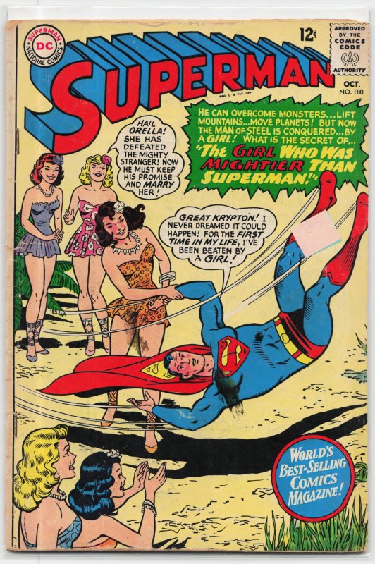 Superman #180 (DC Comics, 1965), raw, ungraded comic book — front cover