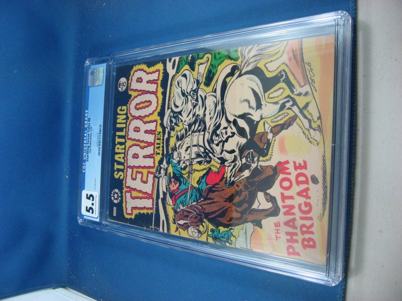 Startling Terror Tales #8 (1954), CGC 5.5 graded comic book, Universal Blue label — front cover in its holder