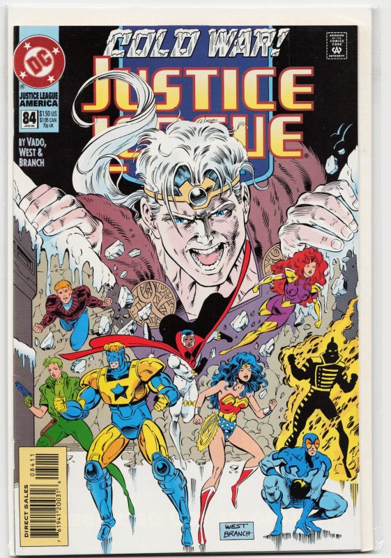 Justice League America #84 (DC Comics, 1994), raw, ungraded comic book — front cover