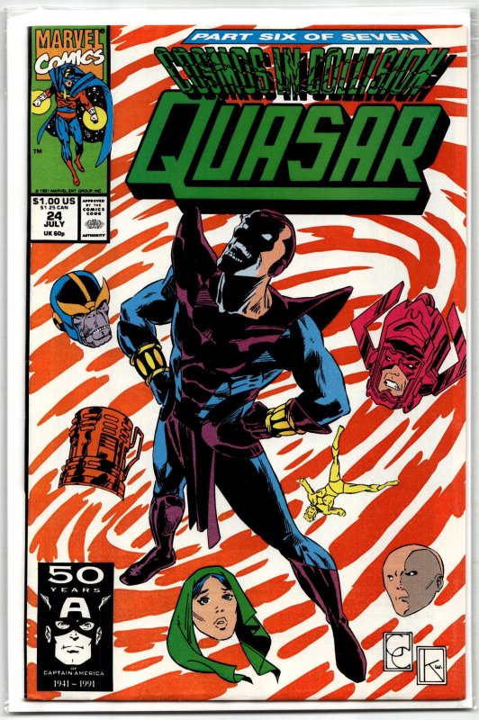 Quasar #24 (Marvel Comics, 1991), raw, ungraded comic book — front cover
