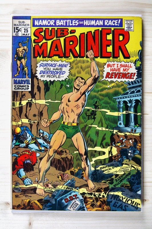 Sub-Mariner #25 (Marvel Comics, 1970), raw comic book in FN+ 6.5 condition — front cover