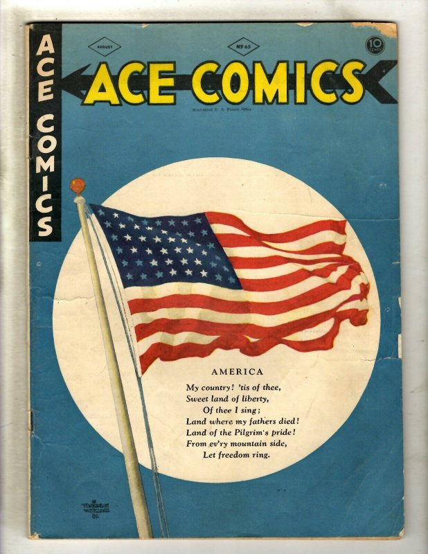 Ace Comics #65, raw comic book in VG condition — front cover