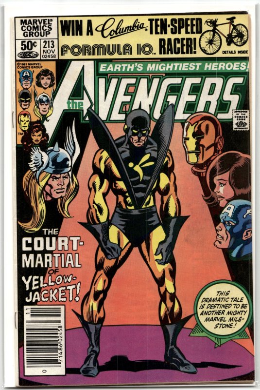 The Avengers #213 (Marvel Comics, 1981), raw, ungraded comic book — front cover