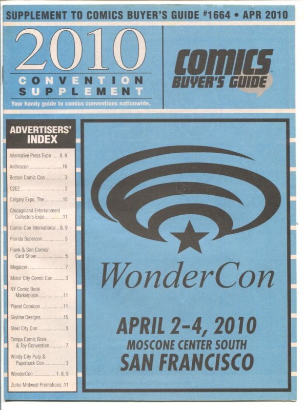 Comic Buyer's Guide Convention Supplement #1664-4/2010-info About Cons all Ov..., raw, ungraded comic book — front cover