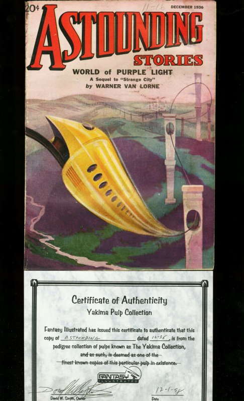 Astounding Stories 1936 Dec-Surreal Cover-Yakima Pulp VG (1936), raw comic book in VG condition — front cover