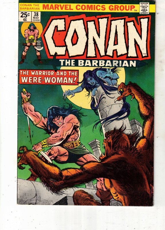 B Conan the Barbarian #38 (1974), raw comic book in VF/NM condition — front cover