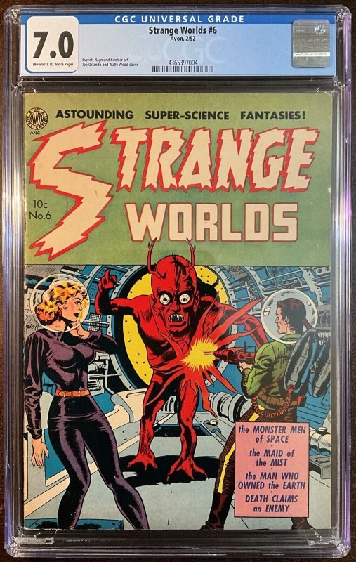 Strange Worlds #6 - 7.0, OW-W - Avon - Orlando/Wood Cover - Golden Age (Avon Periodicals), raw comic book in 7.0 condition — front cover