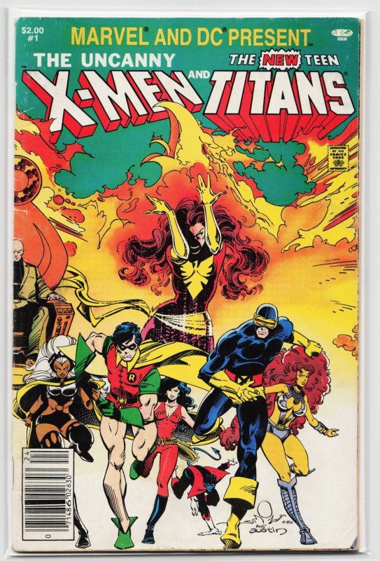 Marvel and DC Present Featuring the Uncanny X-Men and the New Teen Titans (19... (Marvel Comics, 1982), raw, ungraded comic book — front cover