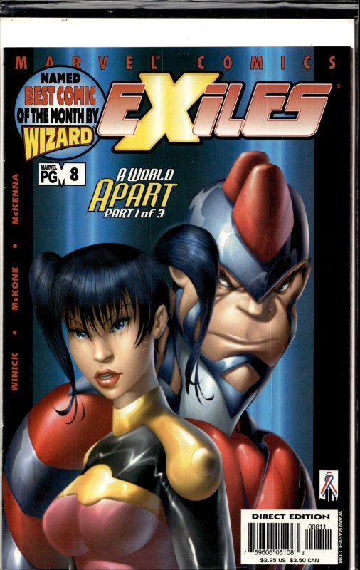 Exiles #8 (2002), raw, ungraded comic book — front cover