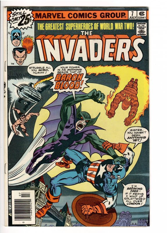 Invaders #7, raw, ungraded comic book — front cover