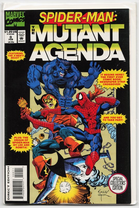 Spider-Man: The Mutant Agenda #0 (Marvel Comics, 1994), raw, ungraded comic book — front cover