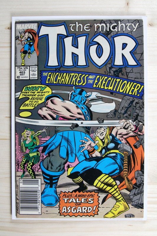 Thor #403 (Marvel Comics, 1989), raw comic book in VF 8.0 condition — front cover