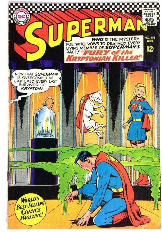 Superman #195 (DC Comics, 1967), raw comic book in VG condition — front cover